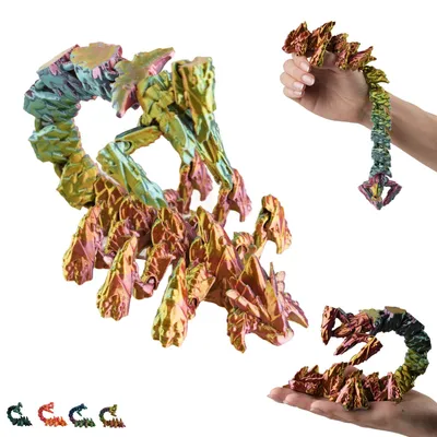 Obrázok produktu pre Škorpión pohyblivá figúrka 3D tlač, ohybný škorpión print-in-place, 14 cm – Červeno-žlto-zelená