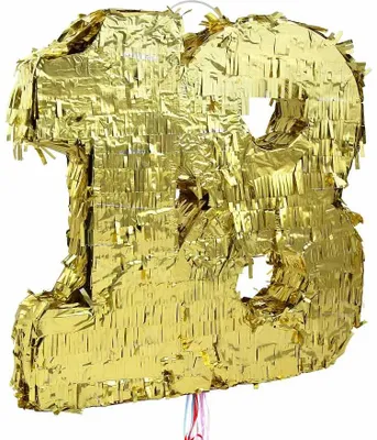 Image de Pinata chiffre 18 or métallique 18e anniversaire
