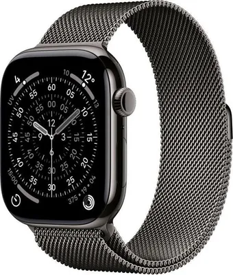 Produktbild von Apple Watch Series 11 GPS + Cellular, 46mm, Titangehäuse Slate, Mailänder Armband Slate S/M