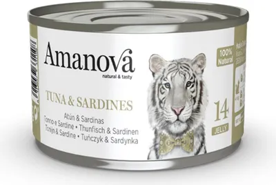 Produktbild von Amanova Cat Tuna & Sardines w galaretce puszka 70g