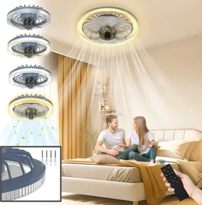 Produktbild von XMTECH stropný ventilátor s osvetlením LED, neviditeľné stropné svetlo ventilátora otočné o 360°, stmievateľné 60 W s lampou na diaľkové ovládanie, stropná lampa do obývačky, jedálne, spálne