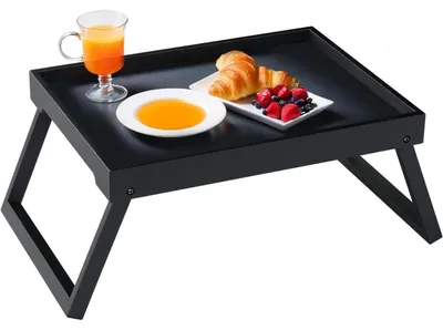 Produktbild von Betttablett mit klappbaren Beinen, Bambus, Schwarz