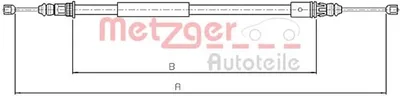 Produktbild von METZGER Handbremsseil Seilzug Feststellbremse passend für PEUGEOT 106 II Schrägheck (1A, 1C) Hinten Links Hinten Rechts Rechts 10.4713