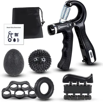 Produktbild von INF Trainingsgeräte für Finger- und Handtraining 6 Teile Schwarz