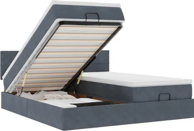 Image de vidaXL Lit ottoman avec matelas gris foncé 200x200 cm velours