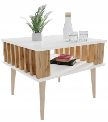 Produktbild von Couchtisch Lamellen Fürs Wohnzimmer Weiß/WOTAN Wohnzimmertisch
