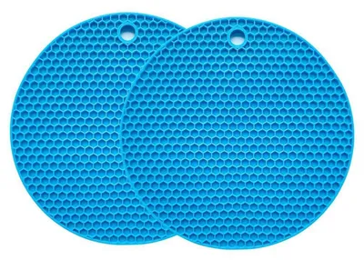 Produktbild von Silikon Untersetzer 2er-Set hitzebeständig bis 240°C Blau Ø 18 cm rund rutschfest spülmaschinenfest