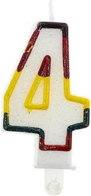Image de Bougie d'anniversaire numéro "4" - arc-en-ciel avec un cercle