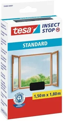 Produktbild von Fliegengitter tesa Insect Stop Standard für Fenster 1,50x1,80m anthrazit Packung mit 5 Stück