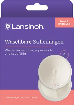 Produktbild von Lansinoh Waschbare Stilleinlagen, 4 Stück, aus Bambus, wiederverwendbar