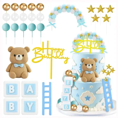 Imagen del producto de Decoración para tartas con temática de "Los Ositos Cariñositos", 28 piezas