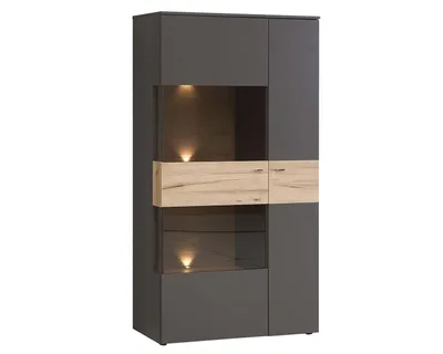 Obrázek produktu pro Vitrína LATINA L včetně osvětlení Dub prkenný / šedý