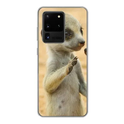 Produktbild von MuchoWow® Handyhülle Schutzhülle Hülle für Samsung Galaxy S20 Ultra Erdmännchen - Braun - Tier Silikon Softcase Handy Hülle - Karteninhaber