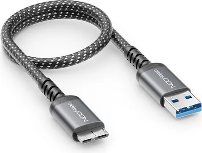 Produktbild von deleyCON 0,30m USB 3.0 Micro B Kabel Kurz 5Gbps - USB A auf Micro B Stecker - Datenkabel für Externe Festplatte HDD SSD - für Toshiba, WD, Seagate, Samsung Galaxy S5/ Note 3/Note Pro 12,2 Usw