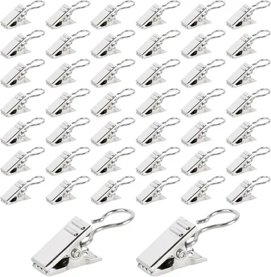 Produktbild von 160 Stück Gardinenclips aus Edelstahl mit Haken für Vorhänge, Duschvorhänge, Lichterketten und Fotos