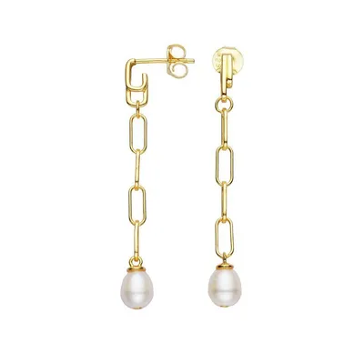 Produktbild von Xenox Damen 925 Sterling Silber Ohrhänger mit Süßwasserperle in goldfarben - ISLAND - XS91214G