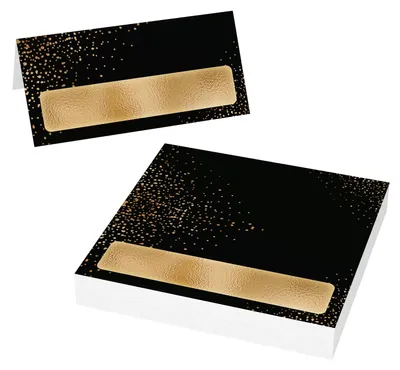 50 Geburtstagskarten Schwarz Gold Blanko Faltbar Tischkarten