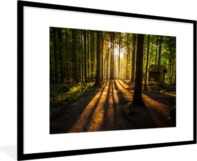 Produktbild von MuchoWow® Gerahmtes Poster Sonne - Bäume - Wald - Landschaft - Natur 90x60 cm - Poster mit Schwarzem Bilderrahmen Wandposter Rahmen Foto Bilder - Wanddekoration - Fotos
