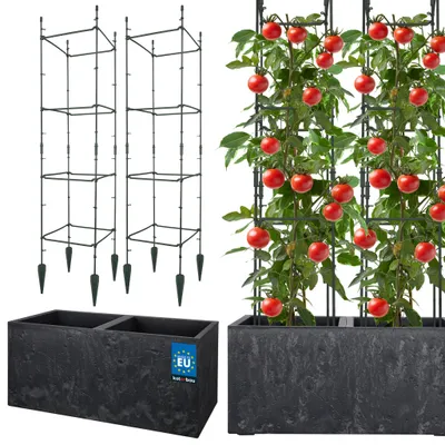 Immagine prodotto di KOTARBAU® Fioriera da Esterno Vaso per Piante Traliccio per Rampicanti Vaso Plastica 77x39x37cm con Vaso Interno Antracite 29x29x120cm Tutori Pomodori