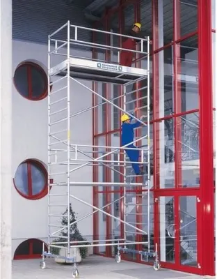 Produktbild von Günzburger Steigtechnik Rollgerüst 1,35 x 3 m mit Doppel-Plattform Plattformhöhe 2,35 m - 175235