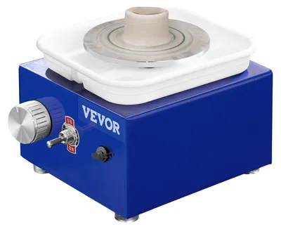Image de VEVOR Tour de potier Céramique Roue Machine 30 W, Bleu Tour de potier électrique Machine 10 cm 300 tr/min Tour de potier, Machine à façonner avec tablier, Convient aux débutants, aux passionnés, etc.