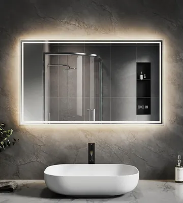 LED-Badspiegel 80x60 cm, Touch, 3 Lichtfarben, dimmbar, Anti-Beschlag