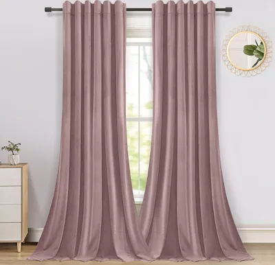 Immagine prodotto di Tenda di velluto Tende opache Tende termiche Tende oscuranti con nastro a balze Sciarpa decorativa, set di 2, L132xH244cm, rosa