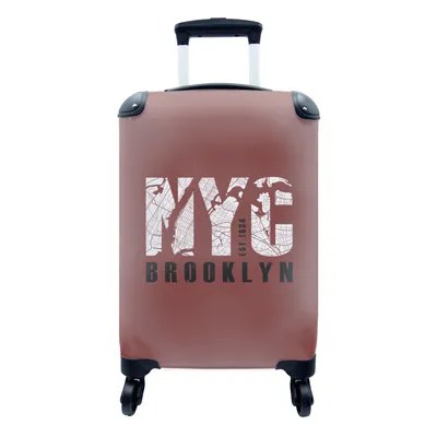 Produktbild von MuchoWow® Koffer Handgepäck Trolley Rollkoffer Kleine Reisekoffer mit 4 Rollen - New York - NYC - Karte - Cabin Size < 55x40x23 cm & 55x40x20 cm - Fotokoffer - Kabinenkoffer - Boardgepäck - Reise-Box - Reisekoffer - Reisegepäck - Koffer mit Bild - Trolley für Kinder