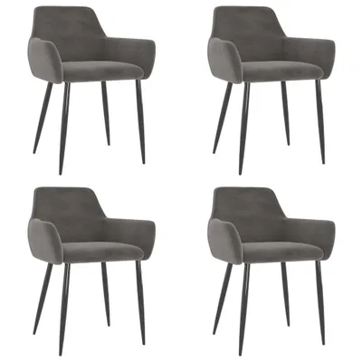 Image de Chaises à manger lot de 4 Gris foncé Velours