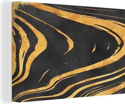 Zdjęcie produktu dla OneMillionCanvasses® - Obrazy na płótnie - 140x90 cm, złoty - czarny - Abstrakcja, dekoracja ścienna - Zdjęcie na płótnie - Obraz na drewnianej ramie