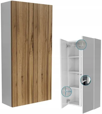 Zdjęcie produktu dla wisząca szafka łazienkowa 50x100x25 biały + dąb wotan