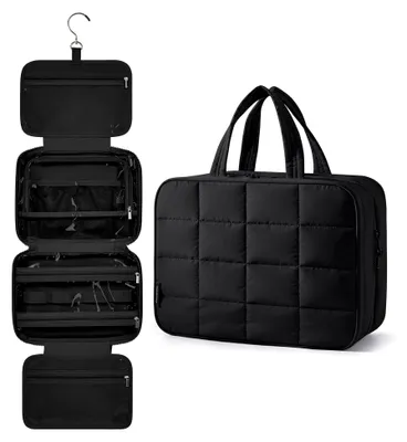 Produktbild von Hängender Kulturbeutel für Damen, große Kosmetiktasche, Toilettentasche für Reisen, Schmuckorganizer, schwarze Make-up-Tasche