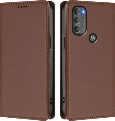 Image de Étui en cuir pour Motorola Moto G71 5G, étui à rabat magnétique en cuirPolyuréthaneavec support, marron