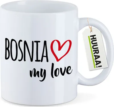 Produktbild von Huuraa Kaffeetasse Bosnia my love 330ml Weiß Keramik Kaffeebecher Geschenkidee
