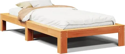 Produktbild von vidaXL Massivholzbett ohne Matratze Wachsbraun 90x200 Kiefernholz