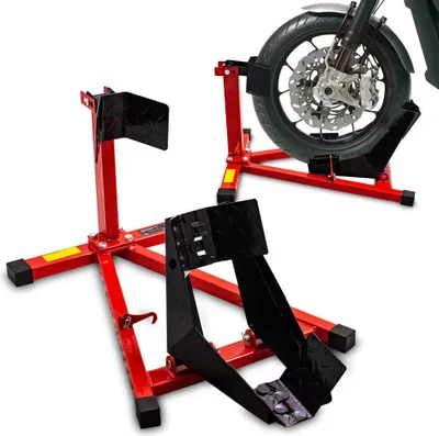Produktbild von Bituxx Motorradwippe Motorrad Radwippe Montageständer vorne Motorradständer Transportständer Vorderrad Rot / Schwarz MS-17065