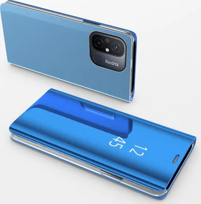 Produktbild von Handy Hülle für Xiaomi Redmi 12C Clear View Hülle Klapp Flip Hülle Bumper Cover Spiegel Mirror, Farbe: Blau