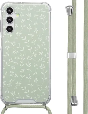 Produktbild von imoshion Design Hülle mit Band Samsung Galaxy A15 (5G) - Smoke Green Flowers
