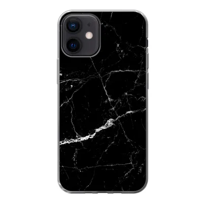 Produktbild von MuchoWow® Handyhülle Schutzhülle Hülle für iPhone 12 Marmor - Schwarz - Marmoroptik - Weiß - Luxus - Stein Silikon Softcase Handy Hülle - Schutzhülle