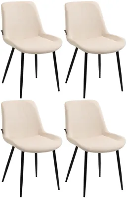 Produktbild von DELUKE® 4er Set Esszimmerstühle WIKIL Samt - 80x51x60cm, creme, Samt | Metall matt schwarz Gestell | Stühle Esszimmerstühle Stuhl Esszimmer Esstisch Stühle Küchenstuhl