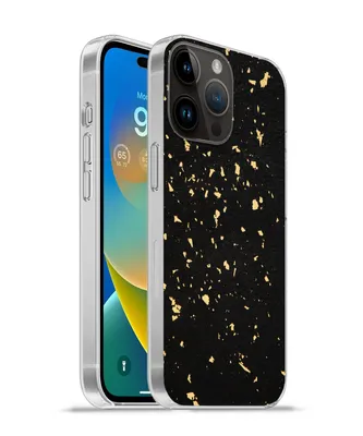 Produktbild von MuchoWow® Handyhülle Schutzhülle Hülle für Apple iPhone 14 Pro - Softcase Goldene Flocken auf schwarzem Hintergrund Silikon Softcase Handy Hülle - Umschlag