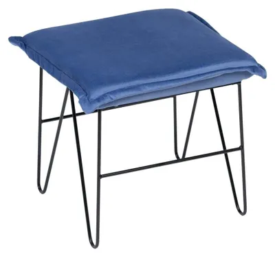 Produktbild von DRW Hocker aus Samt und Metall in Blau und Schwarz