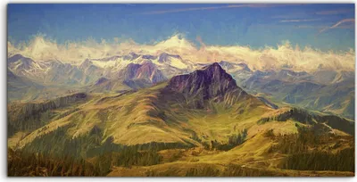 Produktbild von Coloray Canvas 100x50  Wandbild Leinwand Bilder Gebirgs Landschaft bürste Natur Himmel