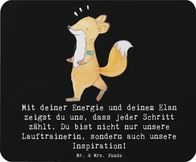 Produktbild von Mr. & Mrs. Panda Mouse Pad Lauftrainerin Inspiration - Schwarz - Geschenk, mauspad laptop, mousematte, Danksagung Trainerin, Sportart, Trainingstipps, Fitnesstrainerin