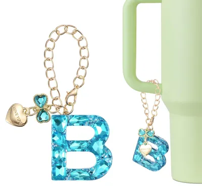 Buchstaben-Anhänger für Tumbler-Becher, blau, 3,9 x 3,6 cm