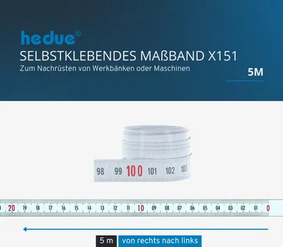 Produktbild von hedue® Selbstklebendes Maßband 5 m, von rechts nach links