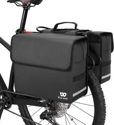 Productafbeelding van Dubbele fietstas 36 liter - Waterdicht - Reflecterend - Zwart