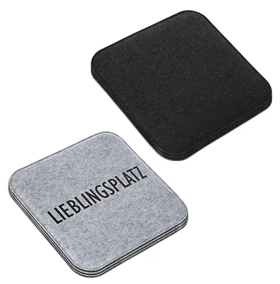 Produktbild von Sitzauflage Filz 6er Set "Lieblingsplatz" Sitzkissen Stuhlauflage Wendekissen eckig 2-farbig anthrazit hellgrau