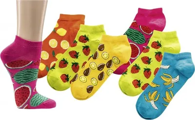 Produktbild von 3 Paar bunte Früchte Sneaker für Damen und Teenager aus Baumwolle Sommer Socken Gr. 39/42
