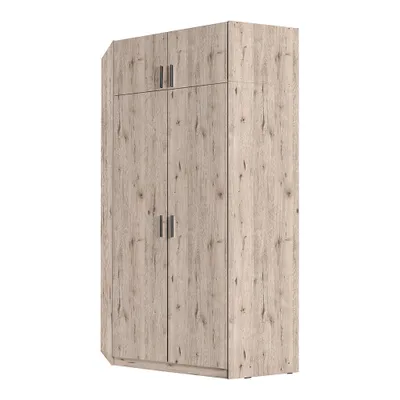 Produktbild von Eck-Kleiderschrank 4-türig mit Aufsatzschrank, Eiche mit graphit, SELAWIK-166